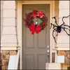 Decora￧￵es de Natal Decora￧￵es de Natal Elegante Red Wreath Wreath Champagne Gold Janela da parede Ornamento Casa Ornamentos do ano 220909 D DHCD7