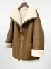 Cappotto da donna in pelliccia sintetica autunno inverno 2022 caldo colletto rovesciato con cerniera 2 colori capispalla giacca allentata da donna