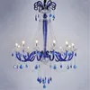 الثريات Nordic Luxury Blue Crystal LED الثريا Loft Villa مصباح قلادة كبير لبريق لغرفة المعيشة El Hall Art Decor