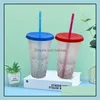 Tumblers Est24Oz Color Changing Cup Plastic Drinking Tumblers With St Summer Reusable Cold Drinks Magic Coffee Beer Mugs 83 S2 Drop Dhbyd