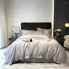Beddengoedsets 1,8 m bedkwaliteit set 4 stks eenvoudige licht luxe 60TC langdurig katoenen quilt cover satijn pure kleurenplaat grijs