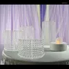 お祝い用品6pcs/set/lot clear Acrylic Crystal Cakeスタンドは、結婚式のホームパーティーのための6つの異なる背の高いビーズストランドを備えています