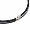 Chains 3/4/5mm Accessories Stainless Steel Black Leather Chain Women's Men's Pendant Necklace 18-22inch Length