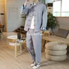Etnische kleding 2022 Heren Satin Suit Chinese ontwerper Wu Shu Uniform Tai Lange mouw Shirt Pant Sets