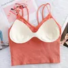 Bustiers & Corsets Nylon/Spandex Women Bras Breathable Elastic 1Pcs Detachable Fitness Sport Tops Sexy U Shape Solid Color Traceless