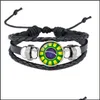 Braccialetti con ciondoli Nuovo Brasile Bandiera nazionale Cabochon Snap Charm Bracciale in pelle da uomo Regola le dimensioni per gli appassionati di calcio B047 Consegna a goccia Dhovh