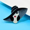 Brooches CINDY XIANG Acrylic Wear Big Hat Beautiful Lady Brooch Acetate Fiber Pin Elegant Women Jewelry High Quality