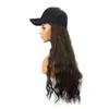 Ball Caps Meetlife Baseball Cap With Long Curly Wig Synthetic Hair Corn Travel Beach Hat Purple Grey Brown