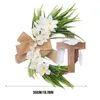 Dekorativa blommor Påskkrans med korsburlap Bow Rustic Spring Door Wall Farmhouse Front Gift Decor Home H2A6