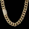 16mm 16-24 polegadas Prazado de prata dourado Bling CZ CUNCHAN CARRELA LINKS JOIXAS DE REDADORES RAPER DE HIP HIP PAR