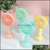 Party Favor Party Gunst Outdoors Portable Hold Mini Electric Fan USB met lichte cartoon pocket fans kantoor zomercadeau 7 7lj t2 drop dhtrp