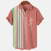 Men's Casual Shirts Mens Geometric Hawaiian Style Shirt V Collar One Button Summer Strip Fashion Explosive Light Breathable Fast Drying