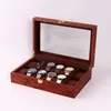 Bekijk dozen 3 kleuren Top Kwaliteit Home 12 Girds Men Box Luxe houten kasthouder voor horloges