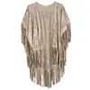 Шали Camel Suede Цветочные выдалбливают Fringe Tassel Shawl Women Vintage Capes Ponchos Осень Богемный кардиган Плащ Boho 221110