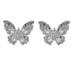 Brincos de garanhão elegante Butterfly Cubic Zirconia Big Crystal Bridal Brincho