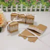 Gift Wrap 50pcs Lace Bow Candy Box Flower Kraft Paper Baby Shower Dragee Baptism Birthday Wedding Mini Single Cake Packaging