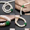 Beaded Necklaces Beautif collier de perles d'eau douce pour les femmes 78Mm blanc avec Agate bijoux de mode cadeaux en gros 6 pièces/lot goutte De Dhcxz