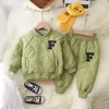 Designer Children Set Winter Two-Piece Warm Hoodie For Boys And Girls Printed In Solid Color Y2211