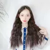 Women's Hair Wigs Lace Synthetic Net Red Hairband U-shaped Long Curly Hair Half Head Cover Quick Hand Carry Corn Perm Hoop Wig Piece