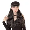Женские парики для волос кружев синтетические вьющиеся высокотемпературные шелк длинные волосы черные шляпа парик с чистыми изделиями из красного пояса.