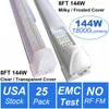 8Ft Led Tube Frosted Cover 8 Feet Shop Lights Fixture 96 Inch Cooler Door Freezer Integrated Lamp 4 Row 144W Transparent Clear Covers No RF FM Interference