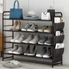 Clothing Storage 2022 Simple 4-layer Shoe Rack Free Assembly Of Original Rice Plastic Anti-rust Steel Pipe Cabinet