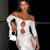 Feestjurken Sexy Hollow Out Long Sleeve Bandage Dress Women Summer Fashion Streetwear Outfits Lace Club 221113