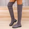 Sexy Lady bottes automne et hiver surdimensionné long sur le genou cuisse talon haut élastique daim décontracté pour femmes femme chaussures