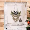 Panneau de porte de vache de noël en bois, fleurs décoratives, bienvenue avec bouton de nœud papillon en toile de jute, cintre, décor de ferme pour la maison