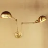 Wandlampen Zwart/Goud koper Dubbele kop Swingarm Vintage Lamp LED Edison Retro Loft Industrial Light Sconces Lamparas de Pared