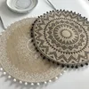 Tafelmatten Boheemse geweven katoenen placemat Round niet-slip eetwarmte isolatiekussen Exquisite borduur dessertplaat Decor Cup
