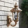 Wall Lamp Outdoor Lamps European Waterproof Gate Bronze Villa Landscape Outside Clear Glass Shade Corridor Hallway Sconces