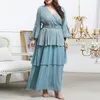 Plus Size Kleider Damen Großes Maxi Langes Übergroßes V-Ausschnitt Muslim Abend Party Festival Elegantes Kleid L-4XL