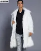 Pêlo de pele masculina masculino novo Europa Europa America Jaqueta de outono Collar quadrado de inverno Plus Tamanho Imitação Longo Casaco de pele Long 3xl Branco Homens Fake Trench Coat T2221102