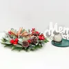 Decorative Flowers Christmas Wreath Artificial Pinecone Red Berry Garland Hanging Ornaments For Front Door Wall DIY Supplies
