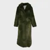Futro damskie 2022 Kobiety zimowy faux płaszcz średniej długości Pluszowa kurtka gruba ciepła puszysta zielona, ​​duże luźne luźne