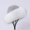 Berets 2022 Women's Angora Knitted Beanie Hat With Fur Trimming Bucket Cap Top Hats Fleece Lining