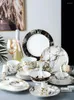 Bowls Direct Selling High-End Bowl And Dish Set Household Nordic Golden Trim Marble Dishes Tableware Bone Of China