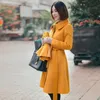 Women's Wool Blends Autumn and Winter Small Clothing Ginger Yellow British Lapel Mid-Length Two-Way Dressing Cape Woolen Coat 221114