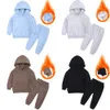 Kledingsets 1-13 jaar hoodie Sportpak voor jongens Girl Winter Set Kinderen Fleece Solid Long Sleeve Tracksuit Tracksuit Casual Baby Sportswear 221111