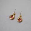 Kolczyki stadninowe Vintage Dangle For Women Big Red Red Gem Stone Uch Ear Bones Earbe Puchanie akcesoria biżuterii Prezenty 1059129