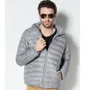 Homens para baixo parkas jaquetas de pato branco portátil casaco com capuz ultraleve inverno para quente à prova de vento 5xl 6xl 221114