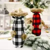 Buffalo Plaid Wine Bottle Cover Decorative Faux Fur Cuff Sweater Wine Bottle Holder Gift Bags Party Ornament 1114