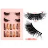 Natural False Eyelash And Wearable Press On Nails Set 8D Thick Fluffy Faux Mink Eyelashes Soft Three-dimensional Eye Lash