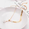 Pendant Necklaces Christmas Gift 925 Sterling Silver Cute Fish Bone Choker Pearl Drop Charm Necklace Charming Woman Wedding Party Birthday