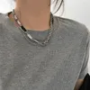 Choker Punk Blackwhite Crystal Necklace for Women Men Hip Hop Chunky roestvrijstalen ketting Y2K Goth emo grunge sieraden