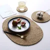 Table Mats Round/oval Shaped Jute Placemat Natural Thicken Insulation Pad Mat Anti-scalding Pot Dish