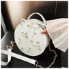Cross Body Sale Sweet Lace Round Handbags High Quality Pu Leather Women Crossbody Bags for Small Fresh Flower Chain Shoulder 221114