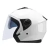 Casques de moto couleur noir mat 3/4 jet de moto double lentille casque de vélo de scooter de course doublure en maille légère point de sécurité approuvé