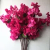 Faux Floral Greenery 10pcs Silk Bougainvillea Glabra Artificial Fake Rose Red bougainvillea spectabilis Flower Branches 35" for Wedding Centerpieces 221104
